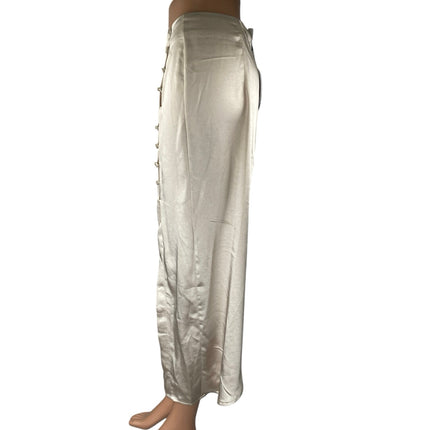 NEW Princess Polly Beige Silk Satin Asymmetric Midi Straight Pencil Slip Skirt 6