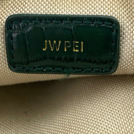 JW Pei Eva Women's Dark Green Croc Vegan Leather Shoulder Handbag OS