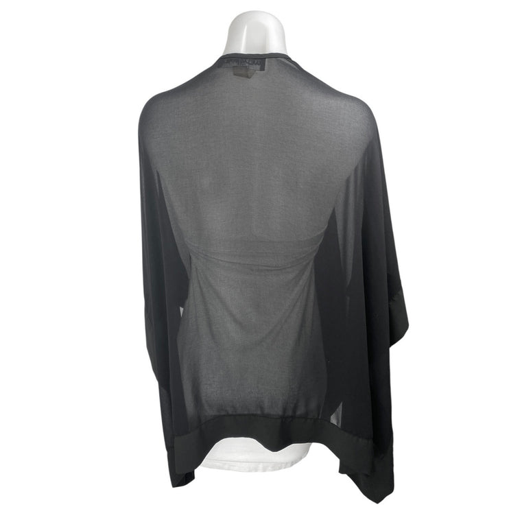 Karl Lagerfeld Black Mesh Sheer Kimono Open Cardigan Beach Cover Up Top OS