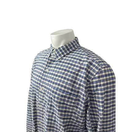 J.Crew Oxford Mens Blue Plaid Slim Fit Long Sleeve Button Down Shirt Top Size XL
