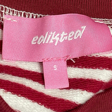 Edikted Women's Red Striped Long Sleeve Crew Neck Boxy T Shirt Tee Top Size S