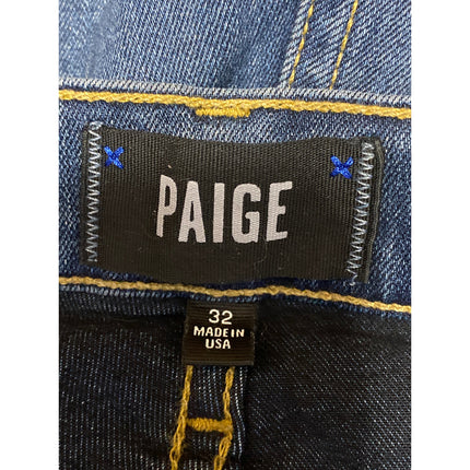 Paige Federal Men's Blue High Rise Frayed Hem Straight Denim Jeans Pants Size 32
