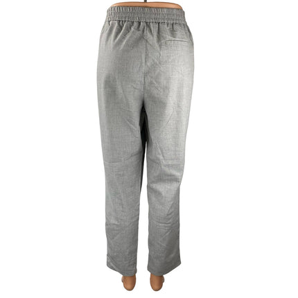 Pimkie Gray Wool Pleated High Rise Straight Wide Leg Trousers Dress Pants Size L