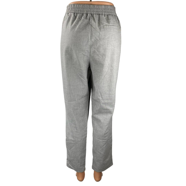 Pimkie Gray Wool Pleated High Rise Straight Wide Leg Trousers Dress Pants Size L