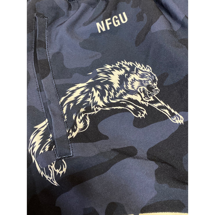 NFGU Wolves Black Blue Camo Camouflage Athletic Sports Compression Shorts Size L