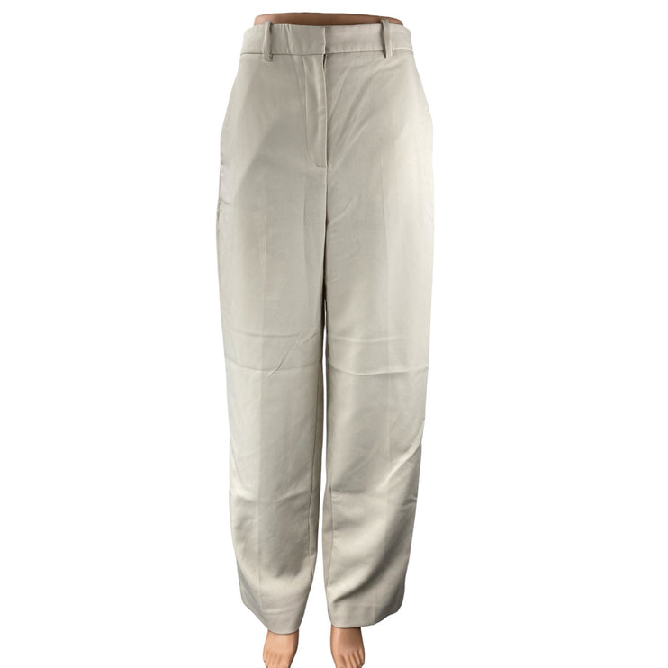 Zara Women's White High Waisted Wide Leg Baggy Trousers Dress Pants Size S