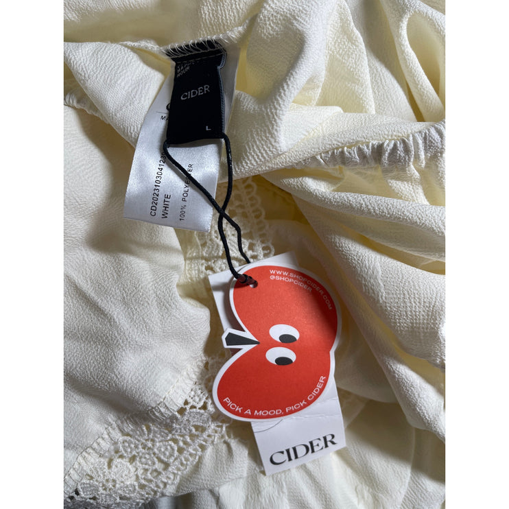 NEW Cider Women's White Floral Lace Boho Y2k Tiered A Line Midi Skirt Size L