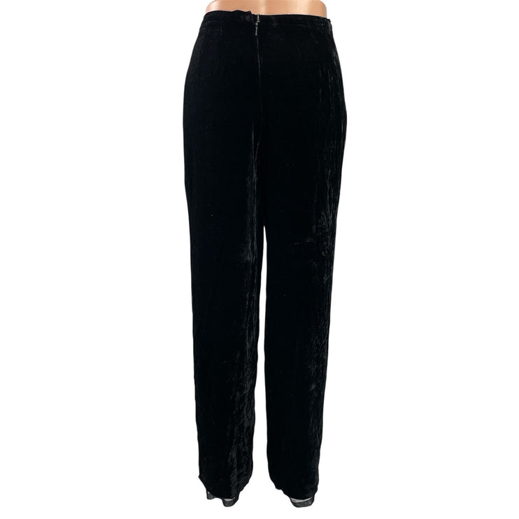Ann Taylor Womens Black Velvet Velour HighWaisted Wide Leg Trousers Pants Size 4
