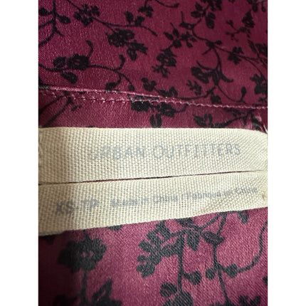 Urban Outfitters Women Purple Silk Satin Floral Long Sleeve Peplum Blouse Top XS