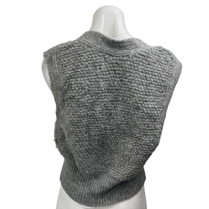 Urban Outfitters Paige Gray Textured Knit Sleeveless Button Crop Sweater Vest M
