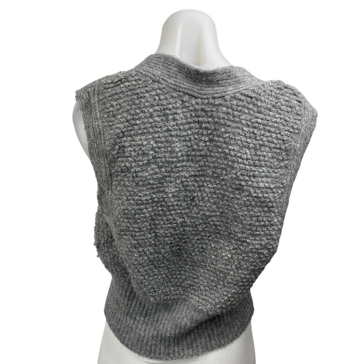 Urban Outfitters Paige Gray Textured Knit Sleeveless Button Crop Sweater Vest M