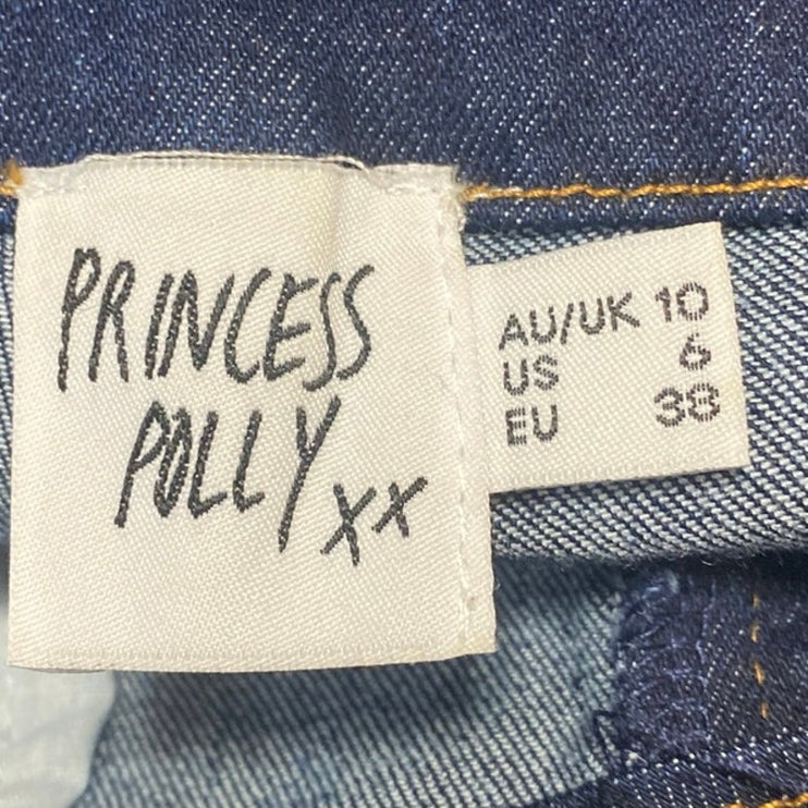 Princess Polly Blue High Waisted Split Hem Flared Bootcut Denim Jeans Pants 6