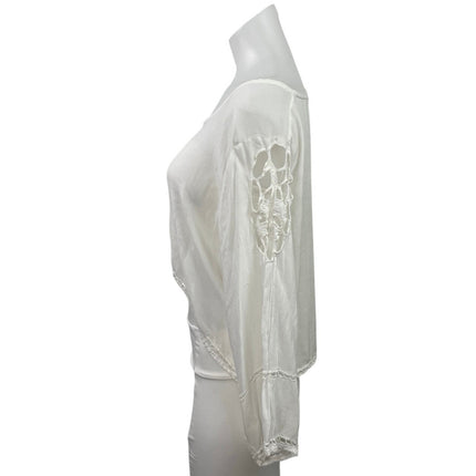 Stylestalker Women's White Scoop Neck Cutout Hi-Low T Shirt Blouse Top Size 6
