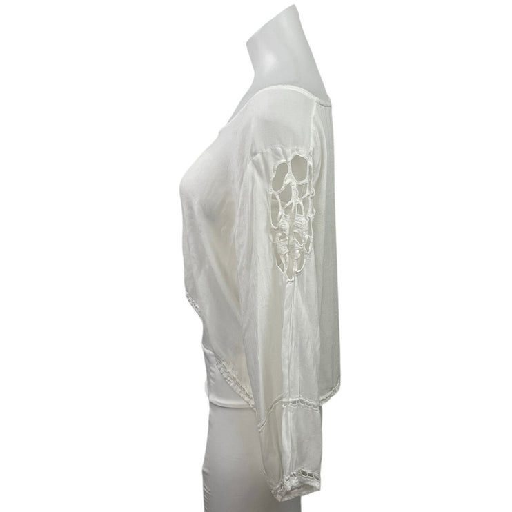 Stylestalker Women's White Scoop Neck Cutout Hi-Low T Shirt Blouse Top Size 6