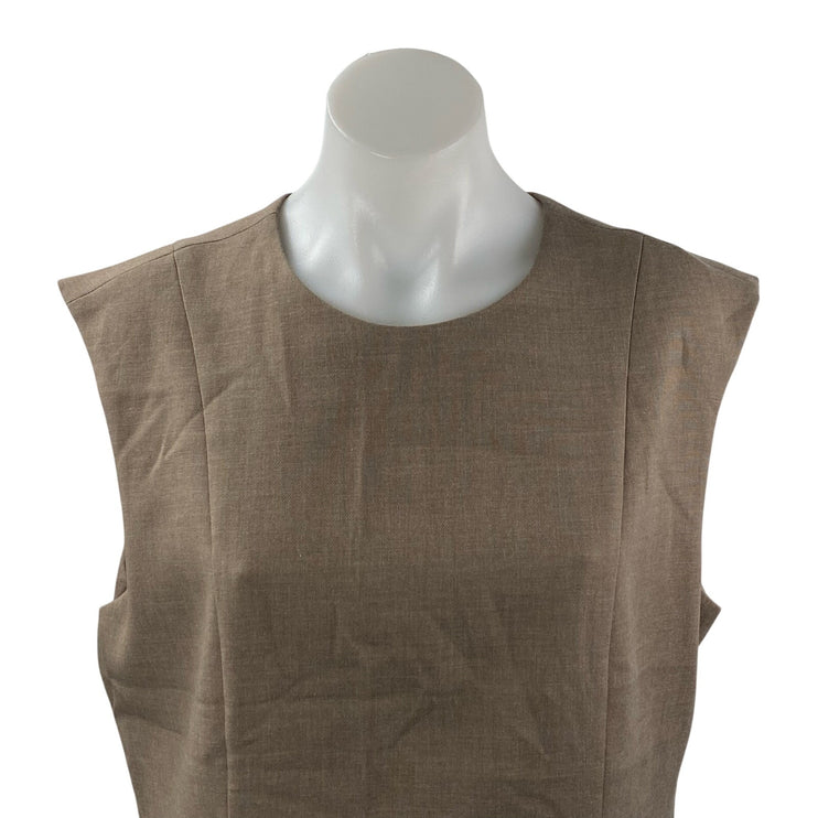 NEW Abercrombie & Fitch Women's Tan Sleeveless Pocket Tank Blouse Top Size L