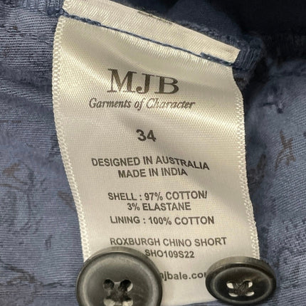 MJB Men's Blue Mid Rise Golf Casual Straight Chino Khaki Bermuda Shorts Size 34
