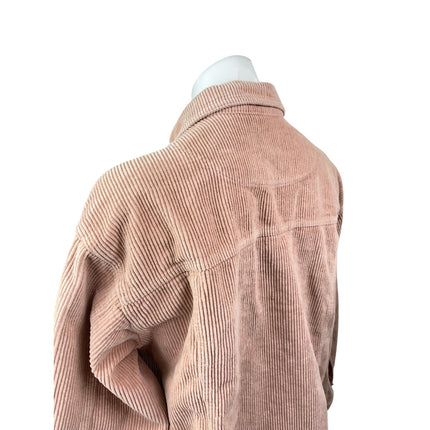 POL Women's Pink Corduroy Long Sleeve Cropped Pocket Button Down Jacket Size M