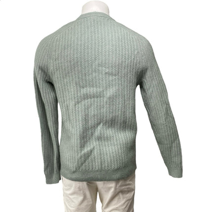 Reiss Men's Green Wool Ribbed Knit Long Sleeve Crew Neck Sweater Top Size S