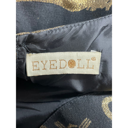Anthropologie Eyedoll Black Gold Panther Sleeveless Fit & Flare Mini Dress Sz S