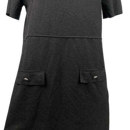 Zara Black Faux Suede Round Neck Short Sleeve Casual Mini T-Shirt Dress Size M