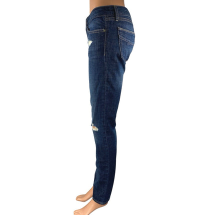 GAP 1969 Always Skinny Women's Blue Distressed Low Rise Denim Jeans Pants Sz 26