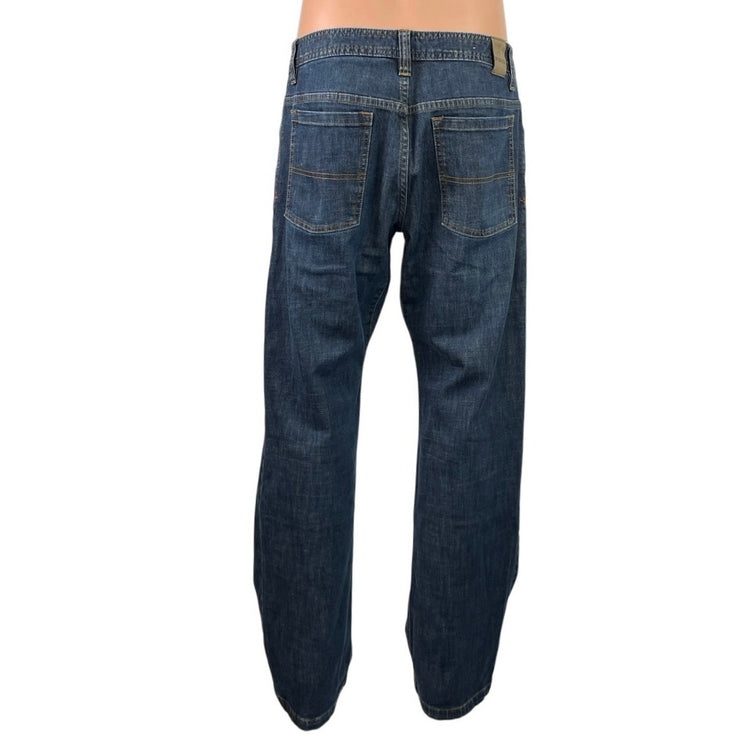 Prana Men's Blue Mid Rise Straight Leg Relaxed Loose Denim Jeans Size 34x32