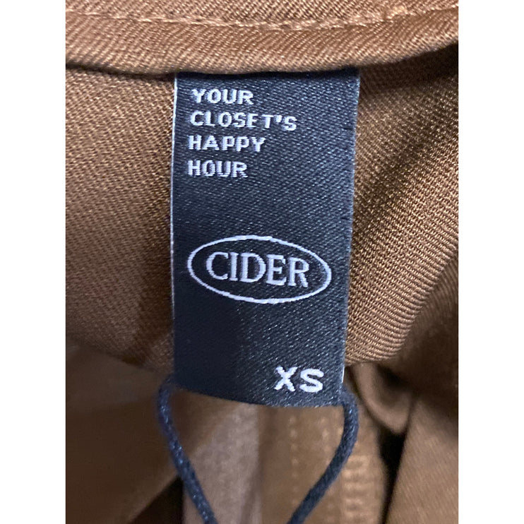 NEW Cider Women Brown Pleated High Waisted Straight Trousers Dress Pants Size XS