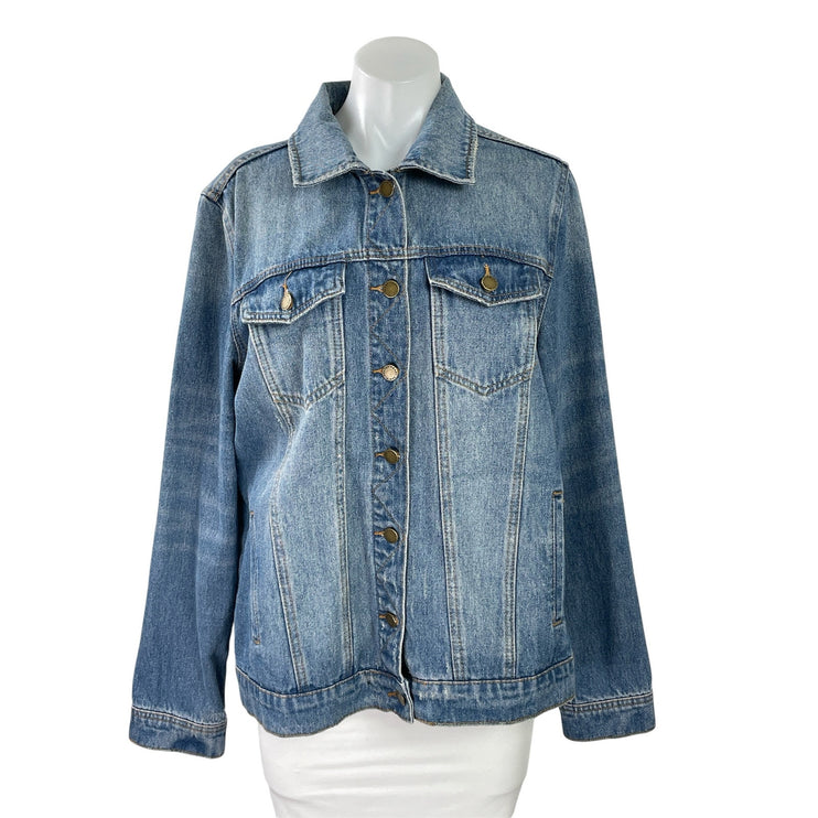 Velvet Heart Women Blue Long Sleeve Button Down Trucker Denim Jean Jacket Size M