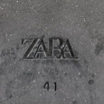 Zara Women's Black Leather Chuinky Platform Heels Zip Up Over The Knee Boots 10