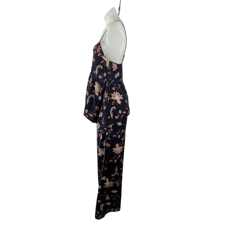 Shimera Botanical Floral Peplum Cami Top Wide Leg Pajama Lounge Sleepwear Set XS
