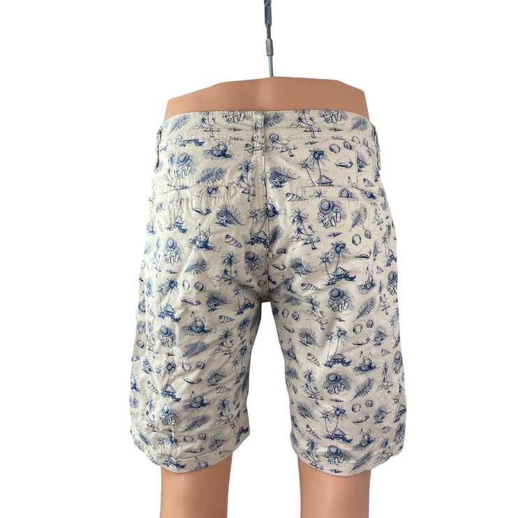OP Ocean Pacific Men's Beige Hawaiian Beach Bermuda Chino Khaki Shorts Size 34