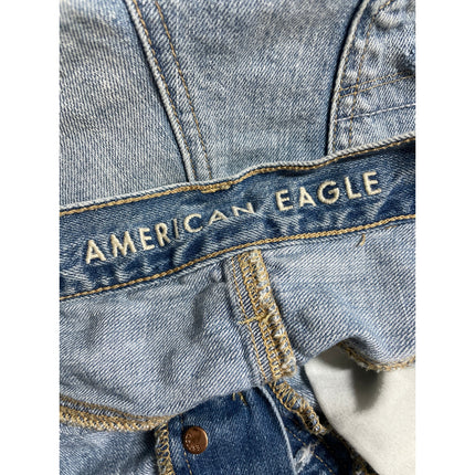 American Eagle Women's Blue Distressed Mid Rise Cut Off Denim Jean Shorts Size 0