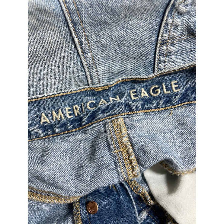 American Eagle Women's Blue Distressed Mid Rise Cut Off Denim Jean Shorts Size 0