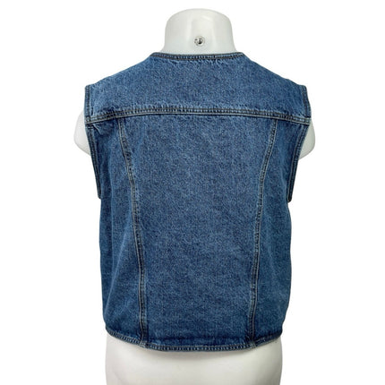 Princess Polly Burrows Medium Blue Wash V Neck Sleeveless Crop Denim Vest Top 10