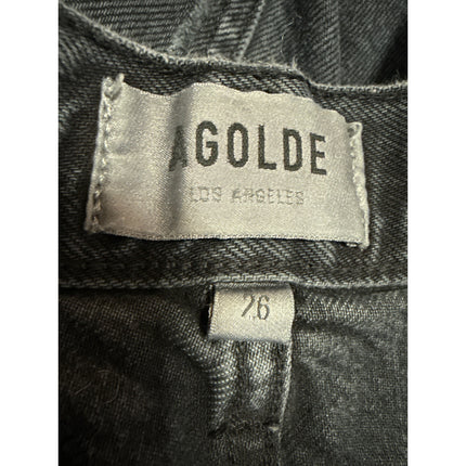Agolde Women's Black High Waisted Raw Hem Straight Leg Denim Jeans Size 26