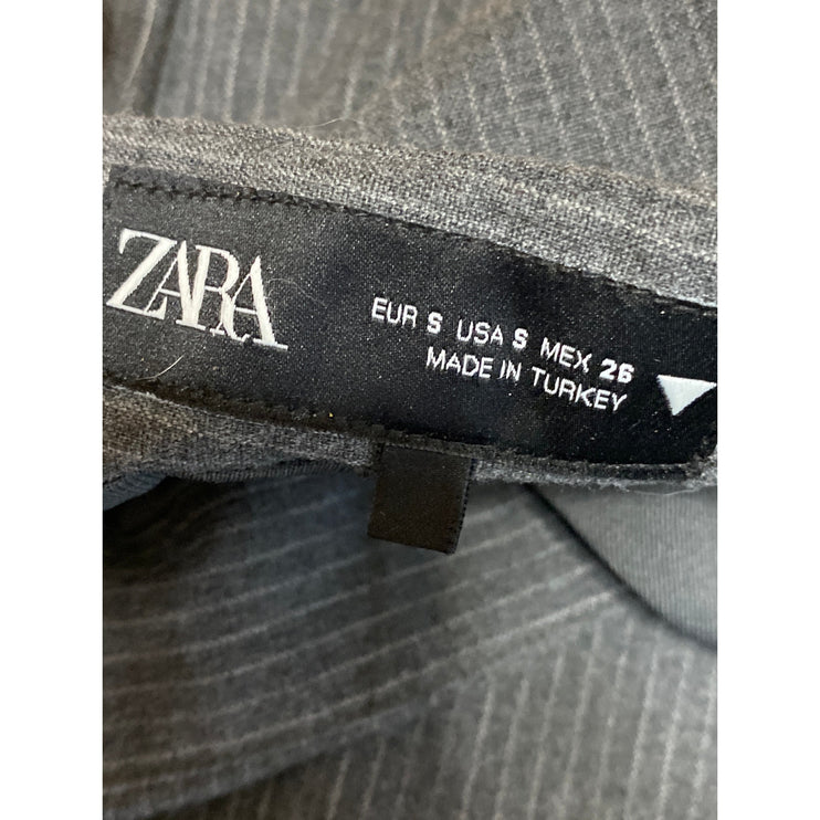 Zara Women's Black Tube Strapless Bandeau Striped Peplum Blouse Top Size S