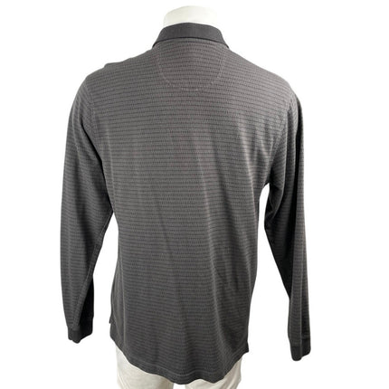 Van Heusen Men's Dark Gray Knit Pocket Golf Long Sleeve Polo Shirt Top Size L
