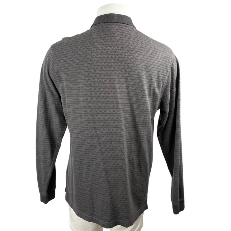 Van Heusen Men's Dark Gray Knit Pocket Golf Long Sleeve Polo Shirt Top Size L