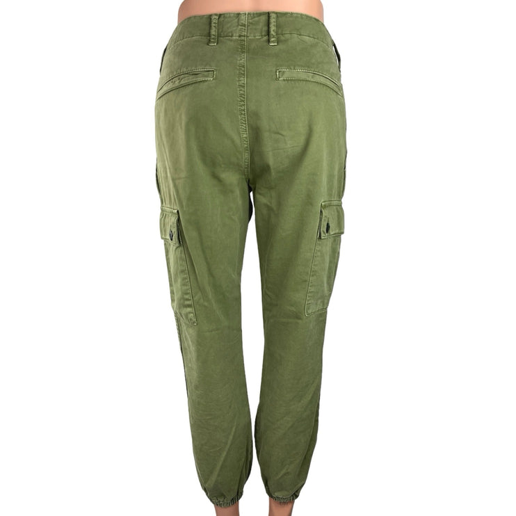 Zara Women's Green High Rise Cuff Hem Tapered Relaxed Ankle Cargo Pants Size 2