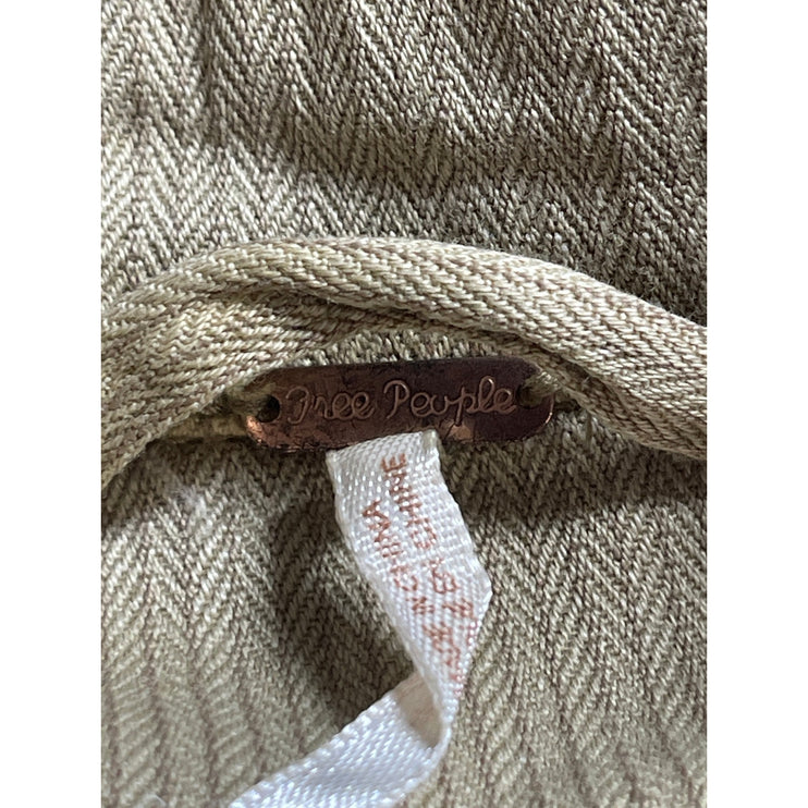 Free People Olive Green Khaki Embellished Army Utility Military Shirt Jacket S