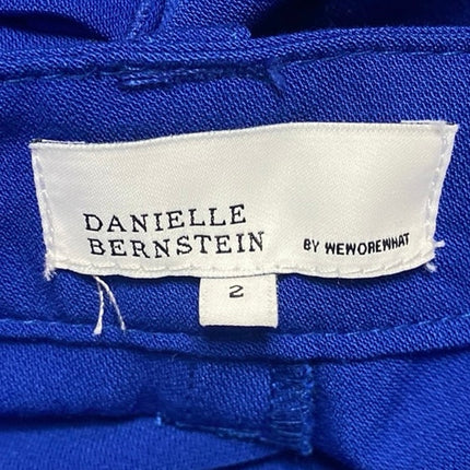 WeWoreWhat Danielle Bernstein Blue Widet Leg High Waisted Trousers Dress Pants 2