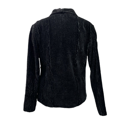 Sara Teabella Women's Black Velvet Velour Long Sleeve Button Down Shirt Top XL