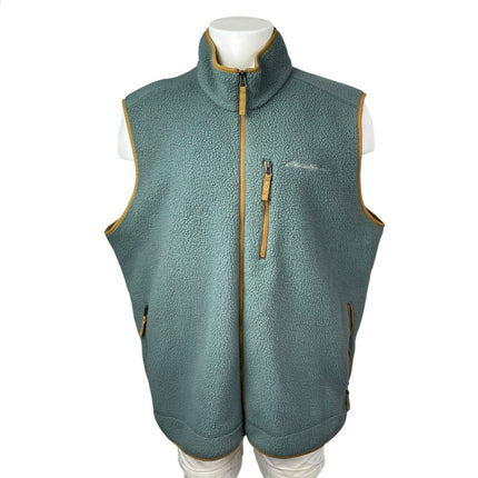 Eddie Bauer Quest 300 Sherpa Fleece Green Body Warmer Gilet Vest Sweater Top XXL