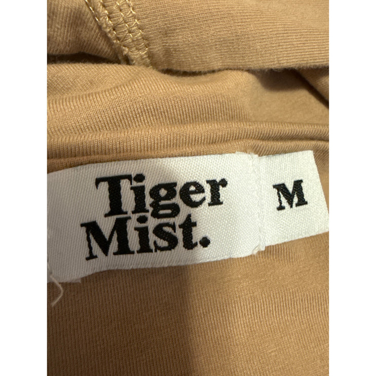 Tiger Mist Tan Beige One Shoulder Long Sleeve Stretch Blouse Crop Top Size M
