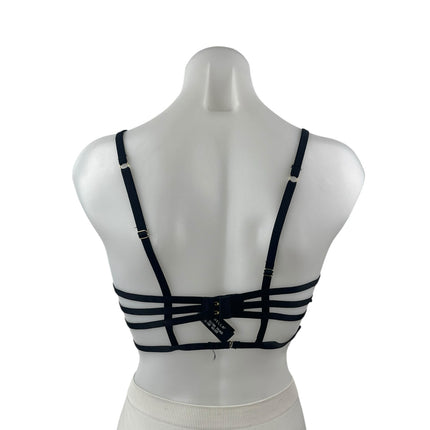 Bluebella Nikita Black Floral Embroidery Sleeveless Strappy Bra Lingerie Sz 32D
