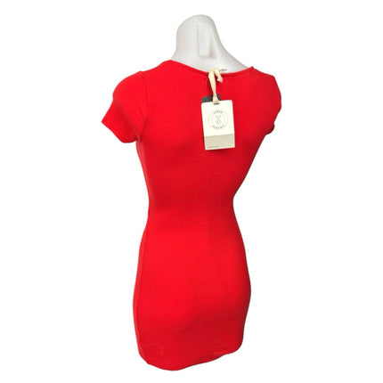 NEW Urban Renewal Red Short Sleeve Ruched Cutout Mini Bodycon Dress Size L
