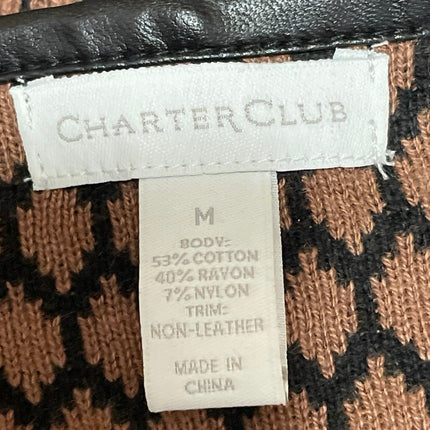 Charter Club Black Brown Long Sleeves Knit Toggle Cardigan Sweater Top Size M