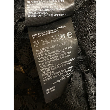H&M Divided Black Floral Paisley Sheer Short Sleeve Lace Fringe Blouse Top Sz 8