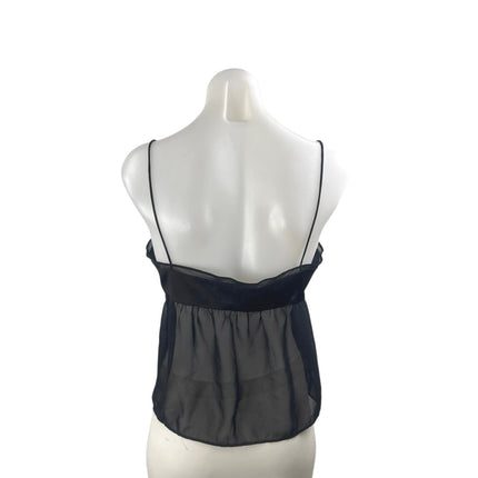 Zara Women's Black Sheer Mesh Sleeveless V Neck Crop Camisole Tank Blouse Top M
