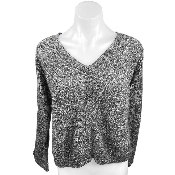 Calvin Klein Gray Mohair Knitted V-Neck Long Sleeve Pullover Sweater Top Size XS